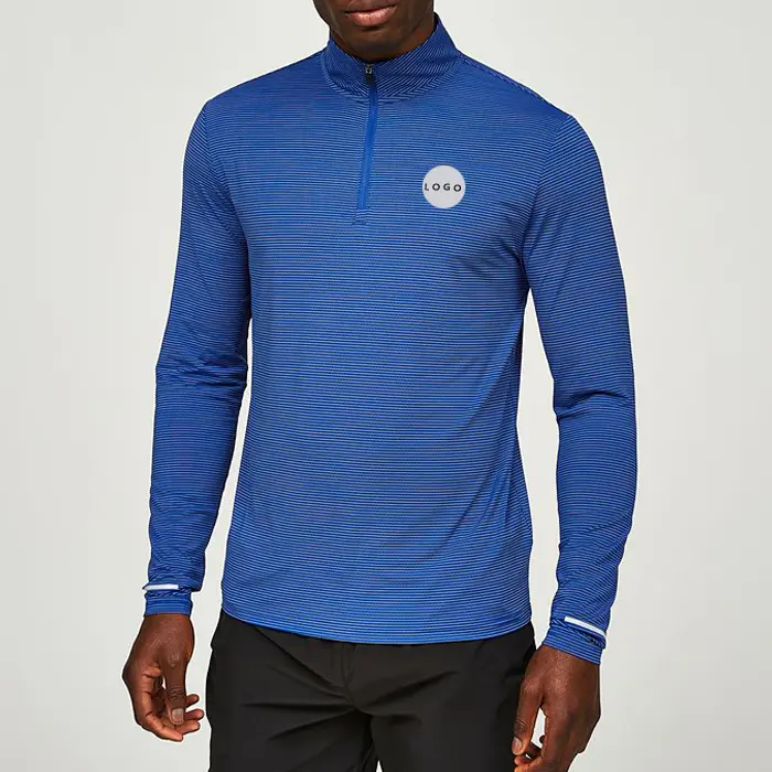 Wholesale Knitted Active Wear Custom Compression Nylon Gym Quarter Zip Men